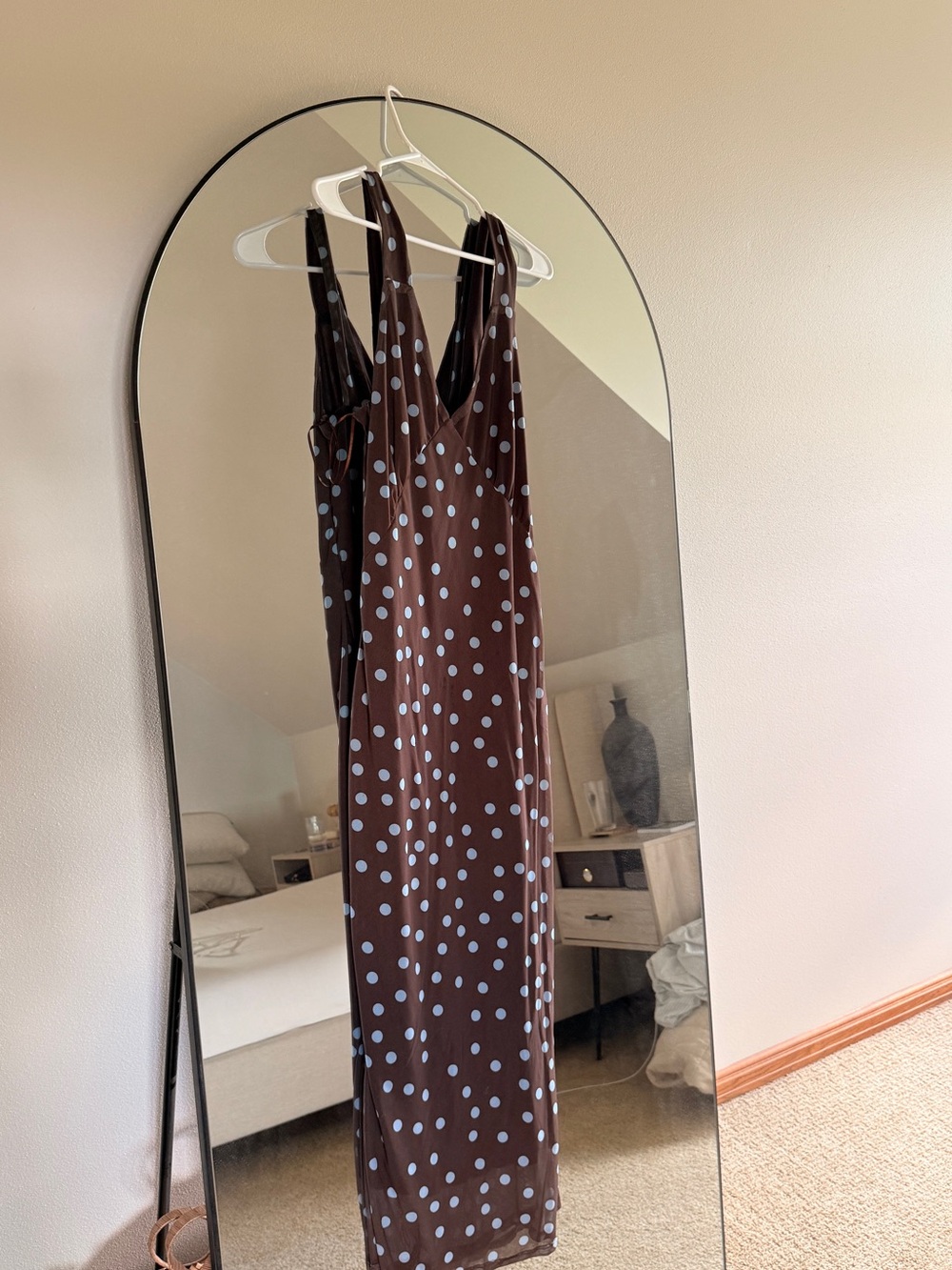 Billy J Cassara Maxi Dress - Chocolate / Blue Poka Dot